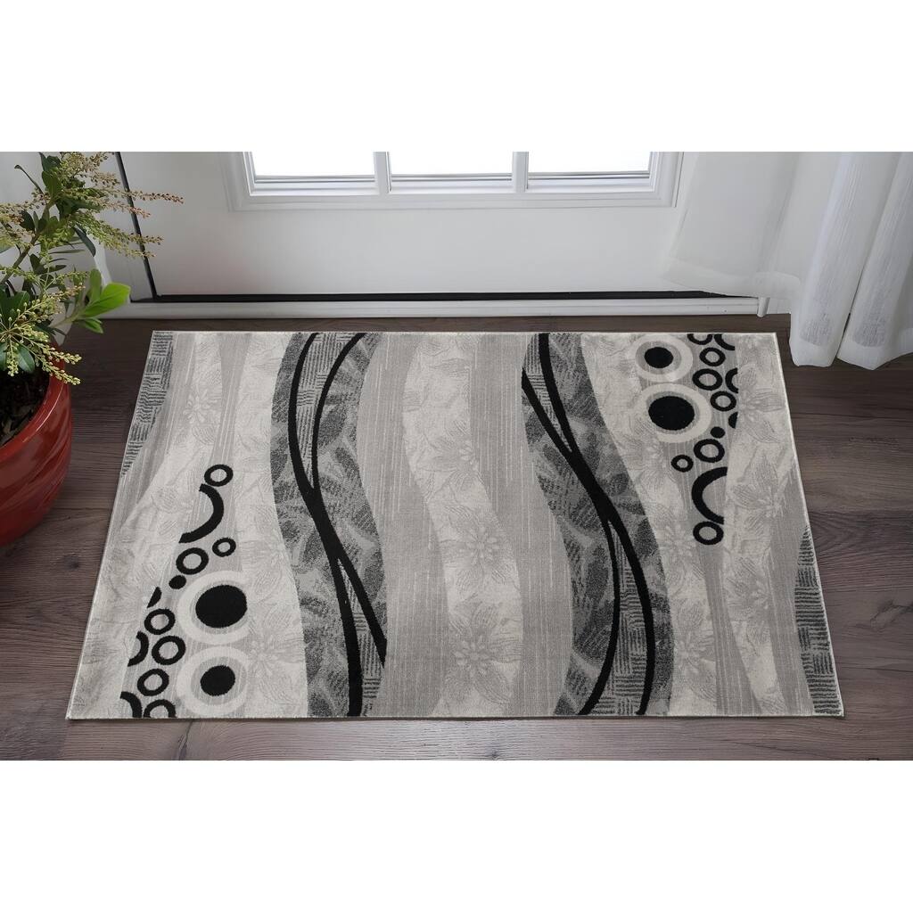 HomeRoots Floral Contemporary Rectangle Area Rug - 36 in. x 27 in. x 0.3 in.