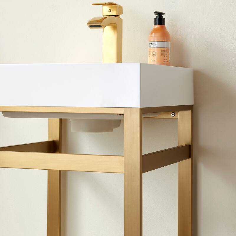 Ablitas 18" Single Vanity in Metal with Stone Sink Top&Mirror