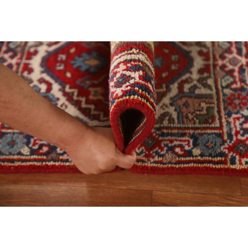 Traditional Red Heriz Serapi Foyer Area Rug Hand-knotted Wool Carpet - 2'0"x 3'0"