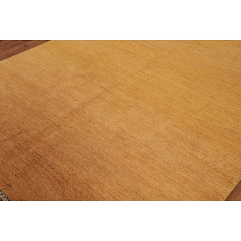 Yellow Modern Gabbeh Oriental Area Rug Hand-Knotted Wool Carpet - 6'6" x 9'10"