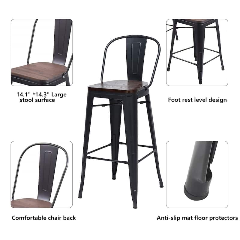 Andeworld farmhouse bar stools ,counter height bar stools set of 4