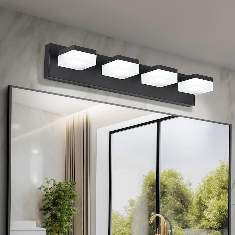 Modern LED Vanity Light, 4-Lights Wall Sconce for Bathroom and Mirror, Sleek Minimalist Design, Energy-Efficient