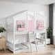 preview thumbnail 2 of 22, Artsy Twin over Twin Wood House Roof Bunk Bed with Roof, Window Box, Door, Safety Guardrails and Ladder