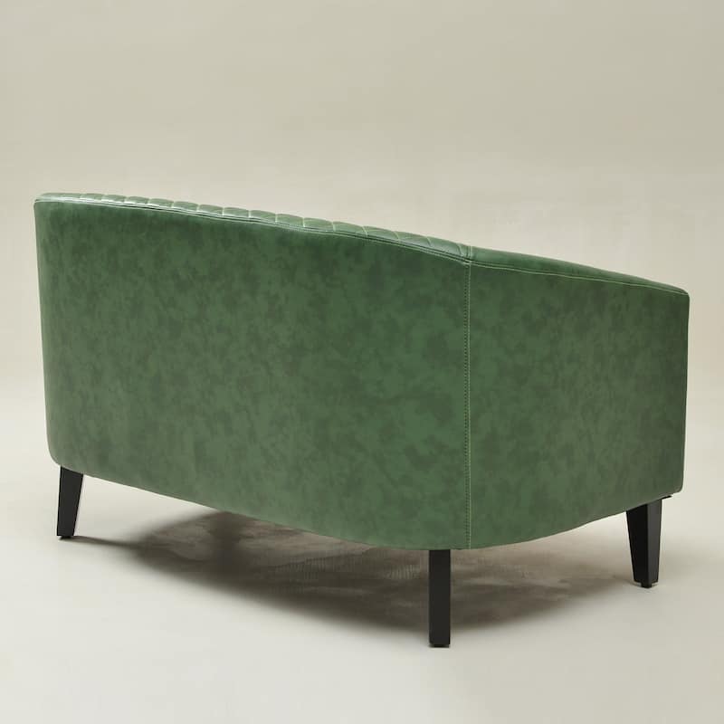 KINWELL 50"W Tufted Faux Leather Upholstered Small Loveseat Sofa