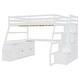 preview thumbnail 4 of 83, Wooden Loft Bed with 7 Storage Drawers and Bulit-in Desk, Twin/Full Size Loft Bedframe with Storage Shelves and Cabinet