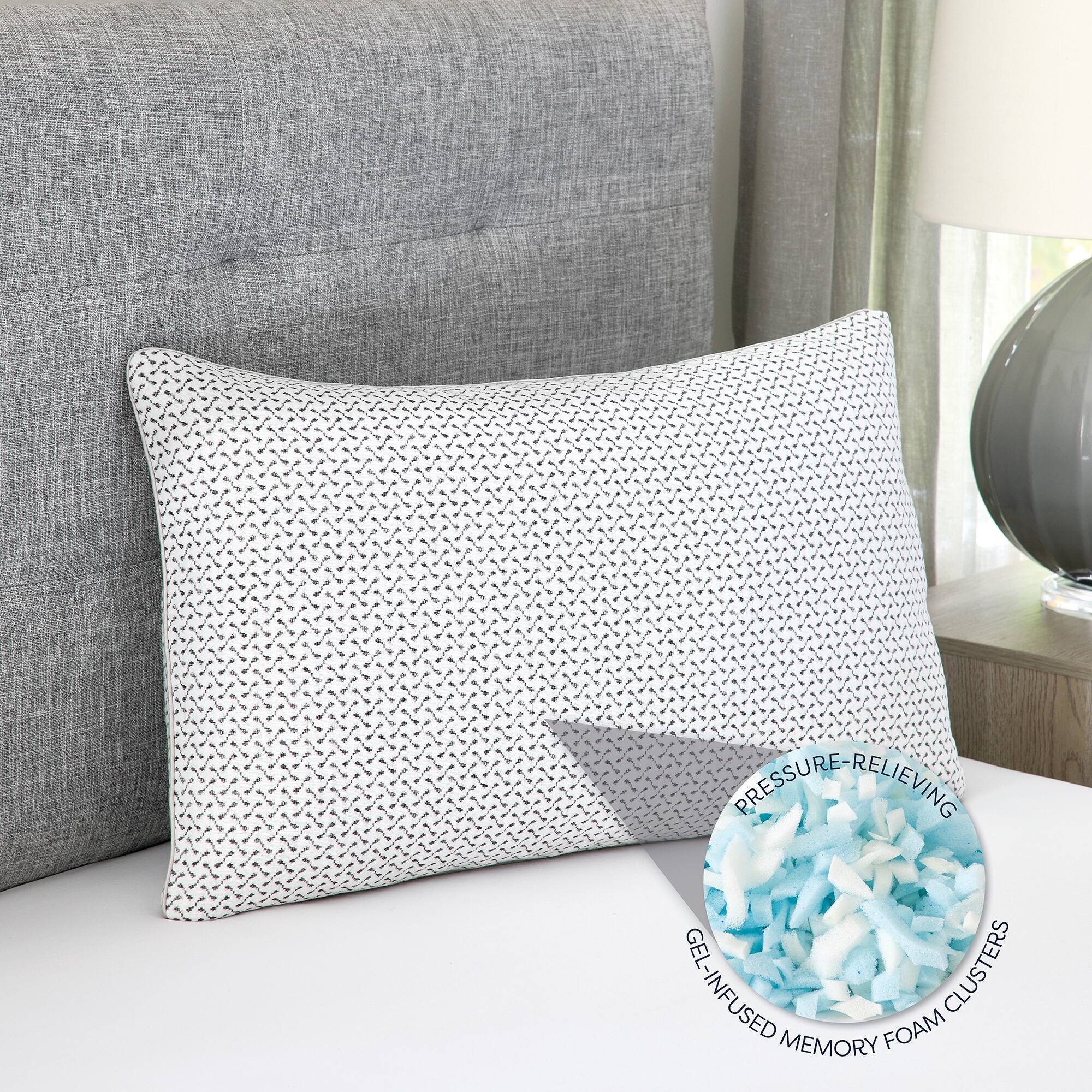 Bodipedic Essentials Memory Foam Cluster Bed Pillow with Charcoal Cover