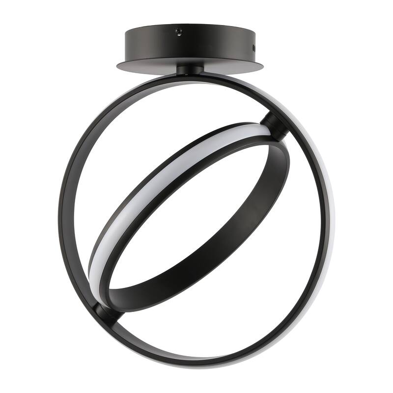 Chantelle 14.25" 2-Light Modern Minimalist Aluminum Ring Integrated LED Semi Flush Mount, by JONATHAN Y - 14.25