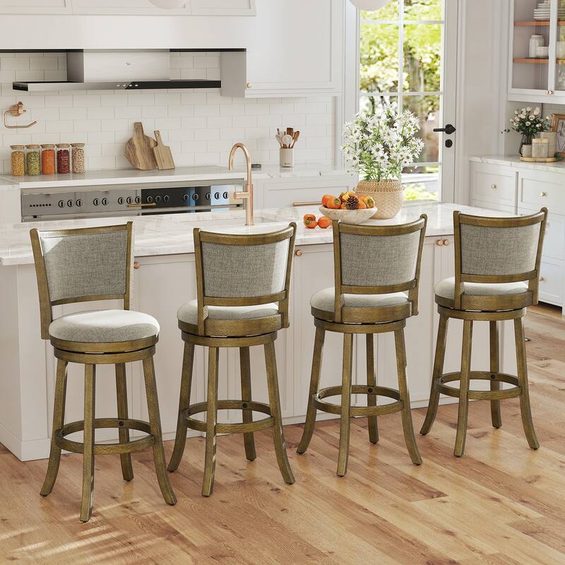 Gymax Swivel Bar Stools Set of 2 30 Inch Bar Height Chairs w/