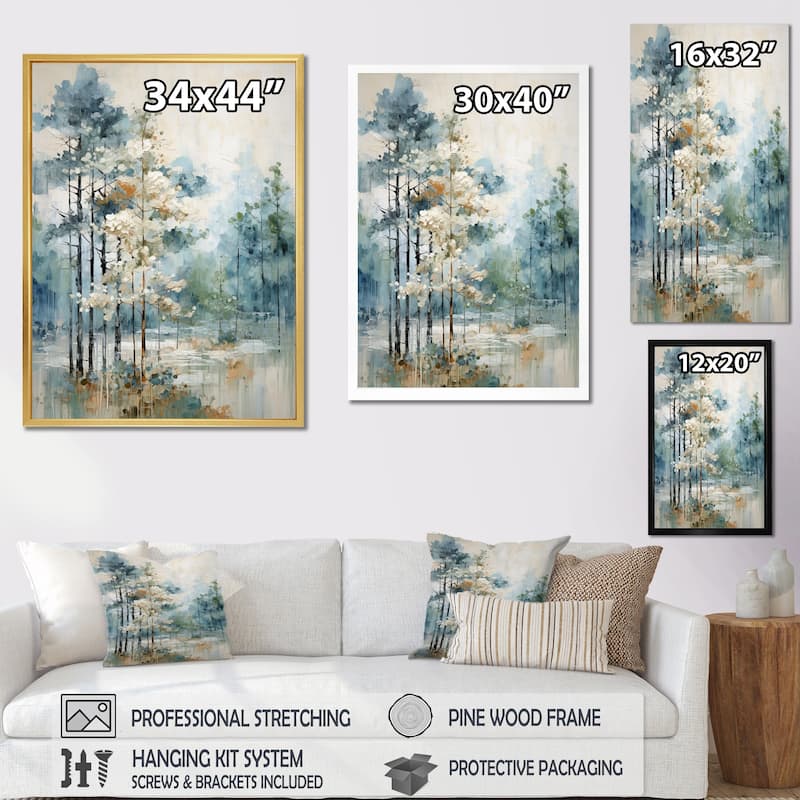 Designart "Pine Tree Enchanted Forest II" Tree Pine Framed Wall Decor