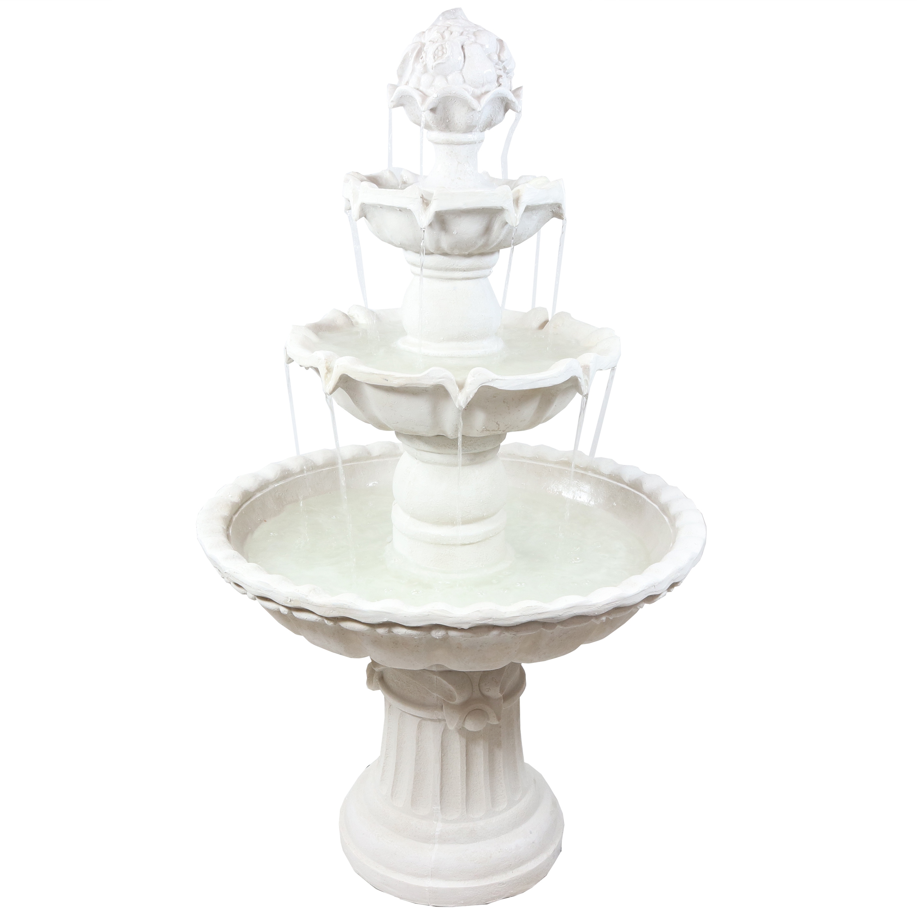 4-Tier Fruit Top Outdoor Water Fountain Backyard Garden Feature