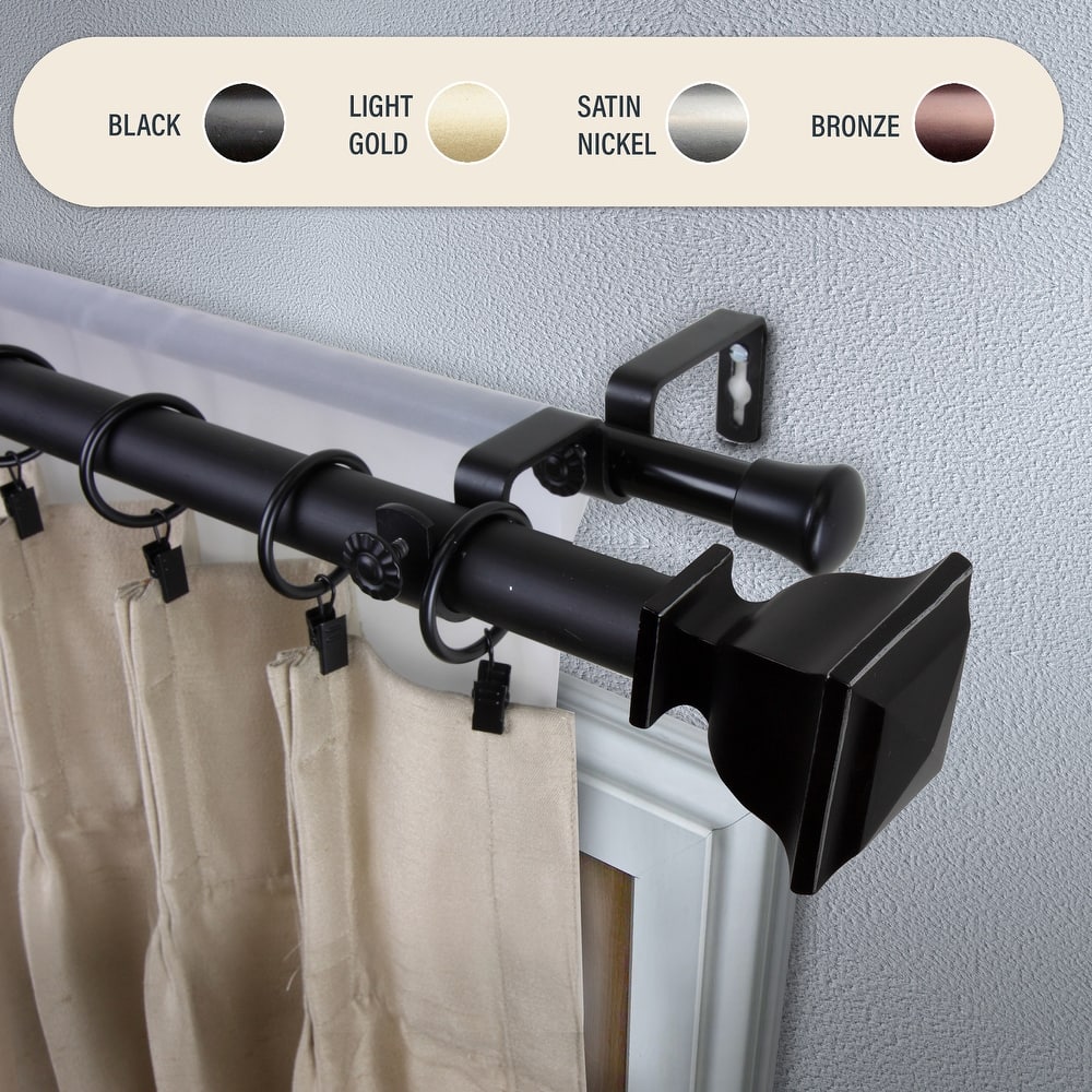 InStyleDesign Jayde 1 inch Diameter Adjustable Double Curtain Rod