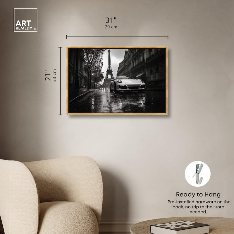 Driving in the Rain Paris Canvas by Art Remedy