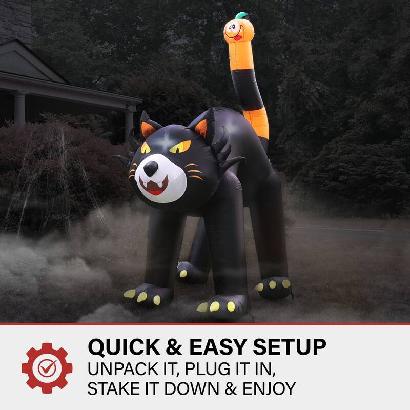 Haunted Hill Farm 10-Ft. Tall Pre-lit Inflatable Black Cat