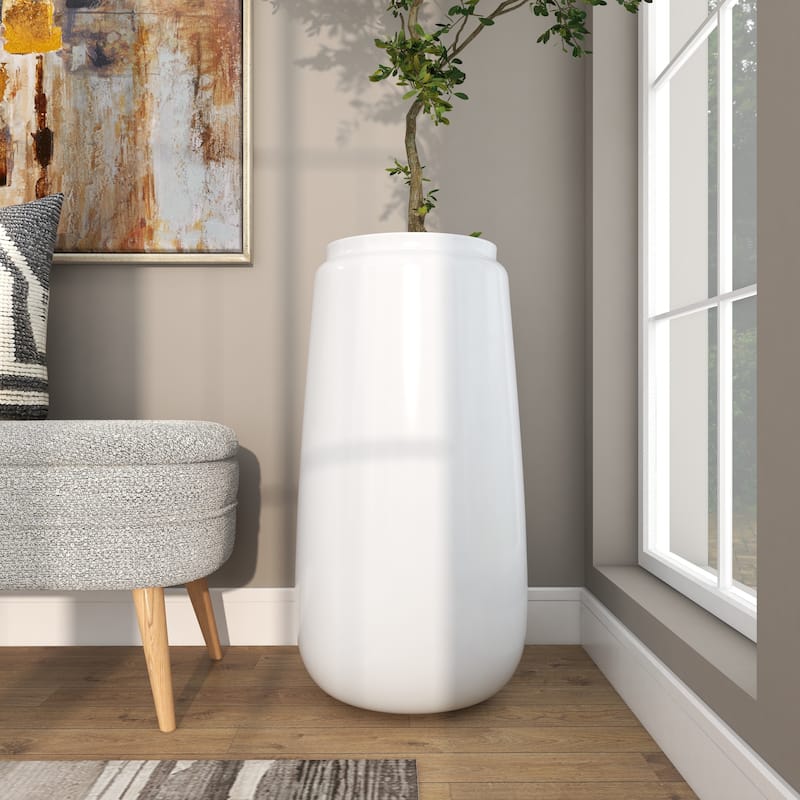 Resin Tall and Wide Floor Vase - White - Roche River Decor