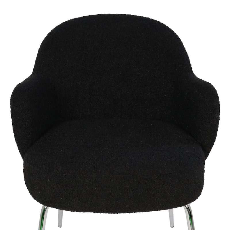 Furnish Theory Nordic Comfort Dining Armchair Arm Chair w/ Various Boucle Fabric Upholstery Covers & Steel Leg Finishes