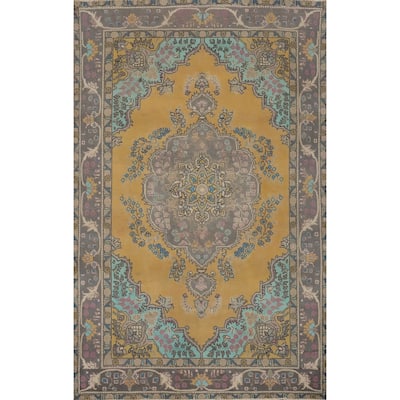 Hand Knotted Oriental 100% Wool Carpet Traditional Floral Oranges & Rust Tabriz Area Rug - 9' 4'' X 6' 5''