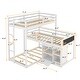 preview thumbnail 9 of 8, L-Shaped Wood Triple Twin Size Bunk Bed with Storage Cabinet and Blackboard, Ladder, Space Saving Design/No Box Spring Required