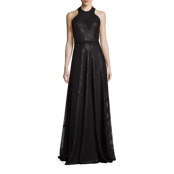 carmen marc valvo sequin glitter mesh ball gown