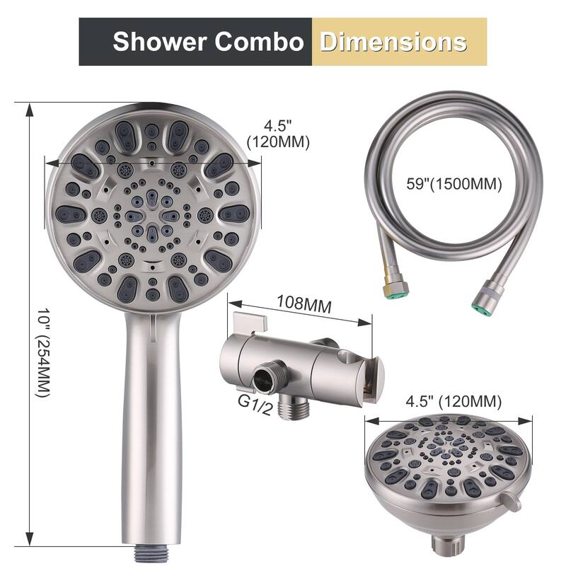 WOWOW 7-Spray 4.5 in. Dual Shower Head and Handheld Shower Head