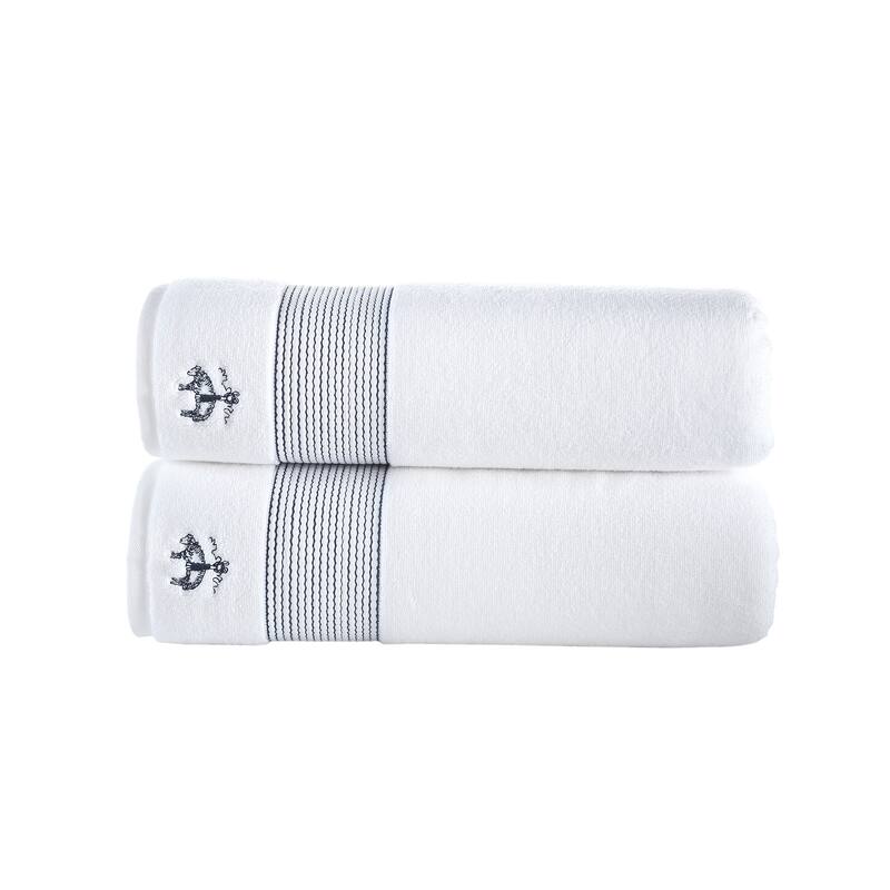 Brooks Brothers Rope Stripe Border 2 pcs Bath Sheets - Navy
