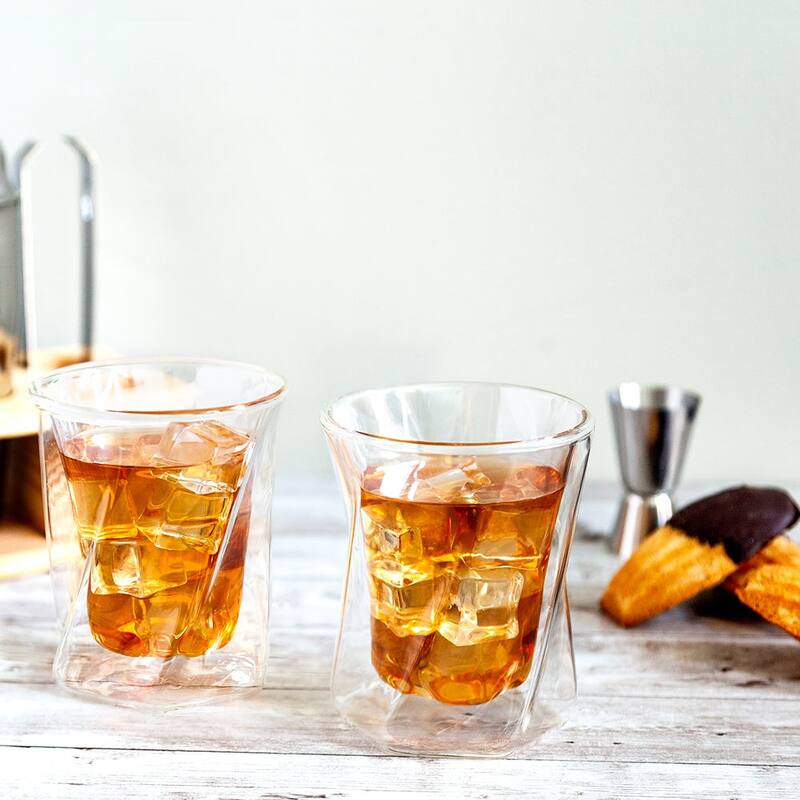 JoyJolt Lacey Double Wall Insulated Cups, 10 Oz Set of Two Whiskey Glasses - 10 oz