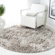 preview thumbnail 31 of 58, SAFAVIEH Handmade Ocean Shag Lyse Glam 2.5-inch Thick Rug 4' Round - Light Grey - Round