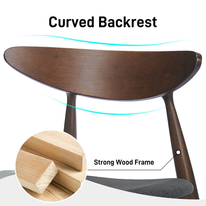 Roomfitters 5-Piece Mid-Century Dining Set, 47" Walnut Table with 4 Ergonomic Upholstered Chairs