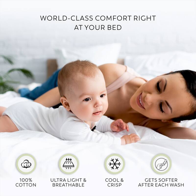 100% Cotton Lightweight & Breathable Percale Weave Sheet Set