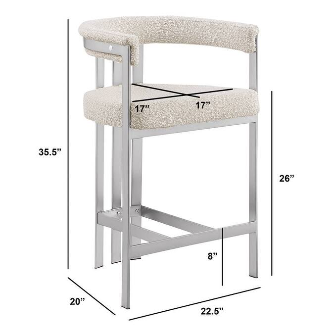 Best Quality Furniture Matte Brushed Chrome Counter Height Chairs (Set of 2) - N/A