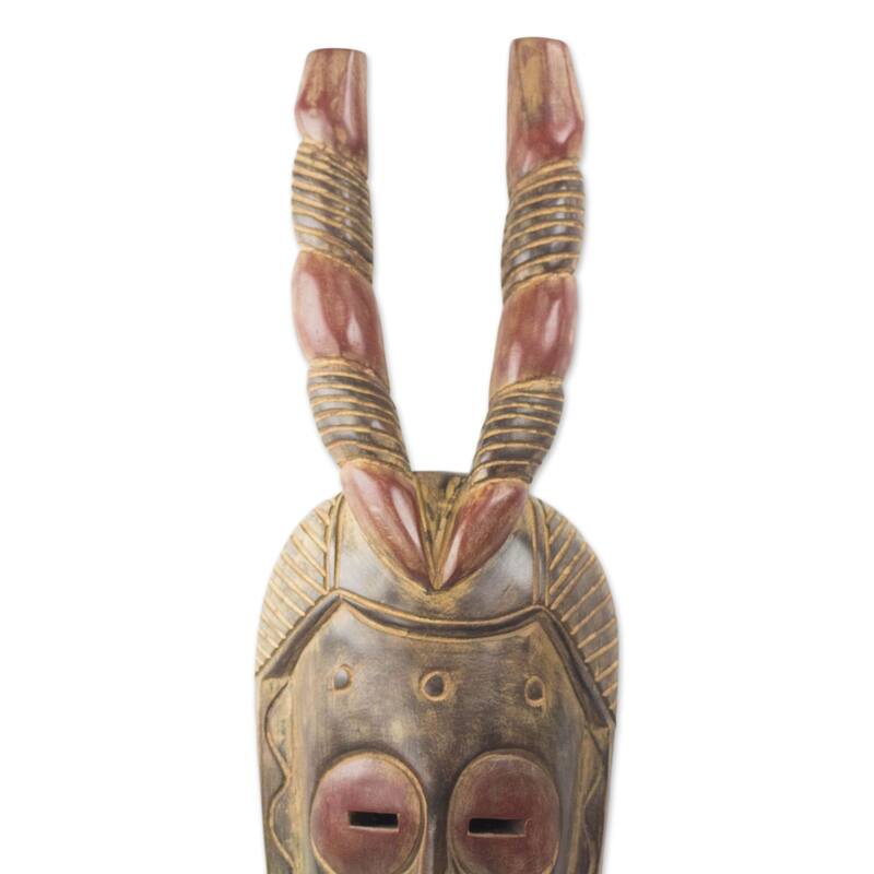 Novica Handmade Horned Bird Spirit African Wood Mask