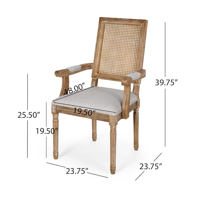 Maria Wood and Cane Upholstered Dining Chair by Christopher Knight Home - 23.75" L x 23.75" W x 39.75" H