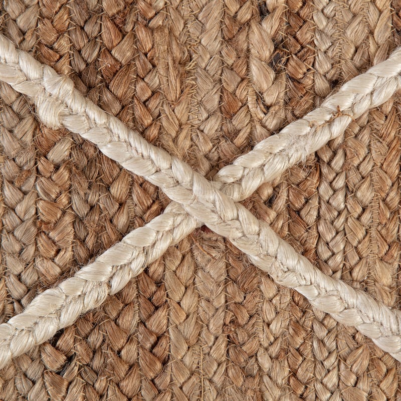 Jani Bougainvillea Natural Ivory Braided Lattice Area Rug - Durable Indoor/Outdoor Carpet