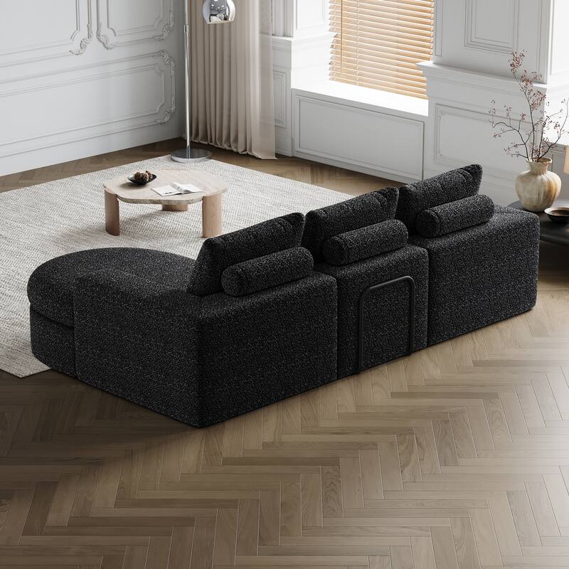 Roomfitters 99" Modern Chenille Cloud Curved Sectional Sofa with Chaise, L-Shaped Couch, for Living Room or Apartment
