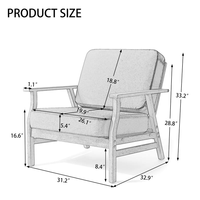 3-Piece Teak Outdoor Conversation Set with Cushions and Side Table