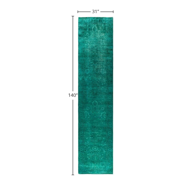 Contemporary Overdyed Wool Hand Knotted Runner - 2' 7" x 11' 8"