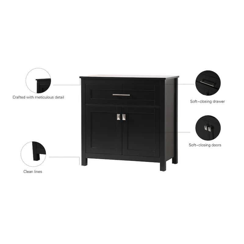 Indigo Home 30 Inch Bathroom Storage Freestanding Cabinet - 30 x 16