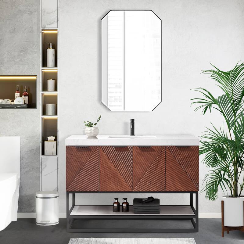Mahon Single Bath Vanity with Composite Stone Top without Mirror