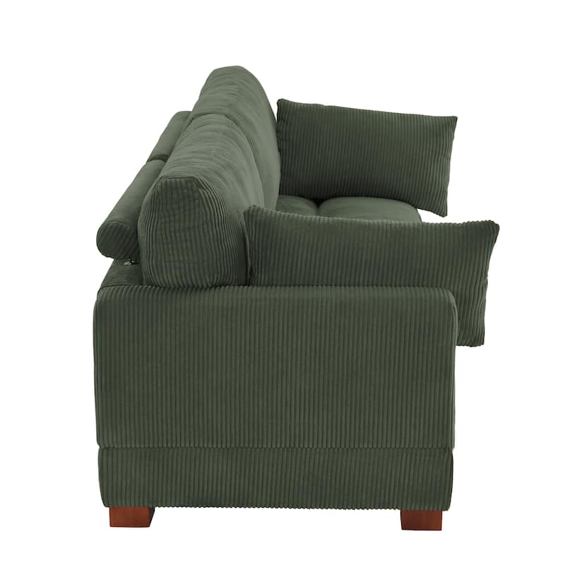 Modern Corduroy Modular Couch Sectional Sofa With Pillows