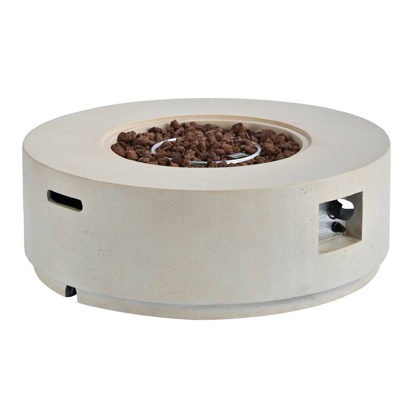 38.2" Round Outdoor Propane Fire Pit, Outside Fire Pit Table with 50000 BTU, Steel Burner, Lava Rocks, Waterproof Cover