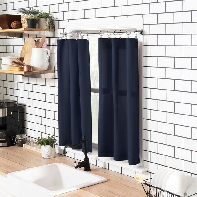 No. 918 Martine Microfiber Semi-Sheer Rod Pocket Kitchen Curtain Valance and Tiers Set