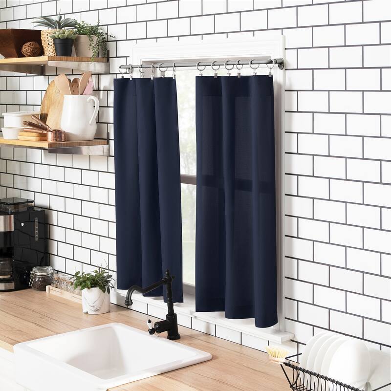 No. 918 Martine Microfiber Semi-Sheer Rod Pocket Kitchen Curtain Valance and Tiers Set