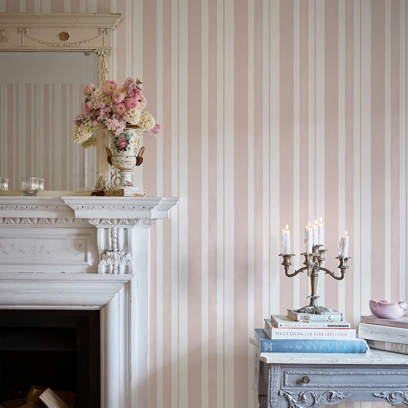 Shabby Chic by Rachel Ashwell Watercolour Stripe Pink Wallpaper