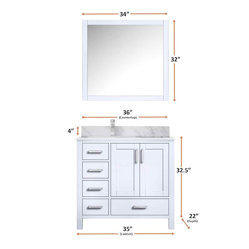 Lexora Jacques 36" Dark Grey Single Vanity - No Mirror, Left Version