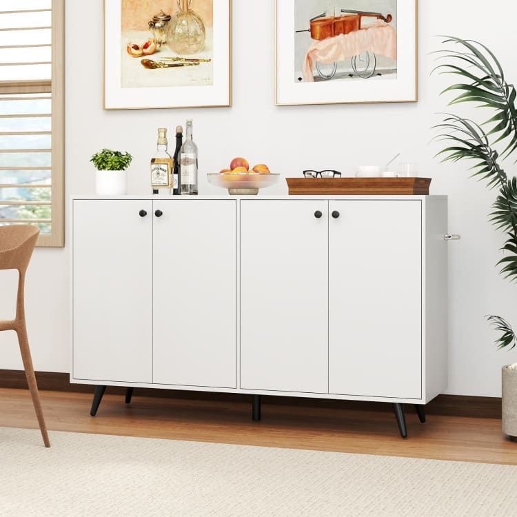 Buffet Sideboard with Adjustable Shelves 4 Doors and Modern Design - 50" x 15" x 31.5"