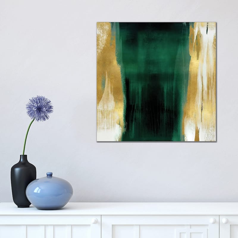 iCanvas "Free Fall Emerald with Gold II" by Christine Wright Canvas Print - 18x18x1.5