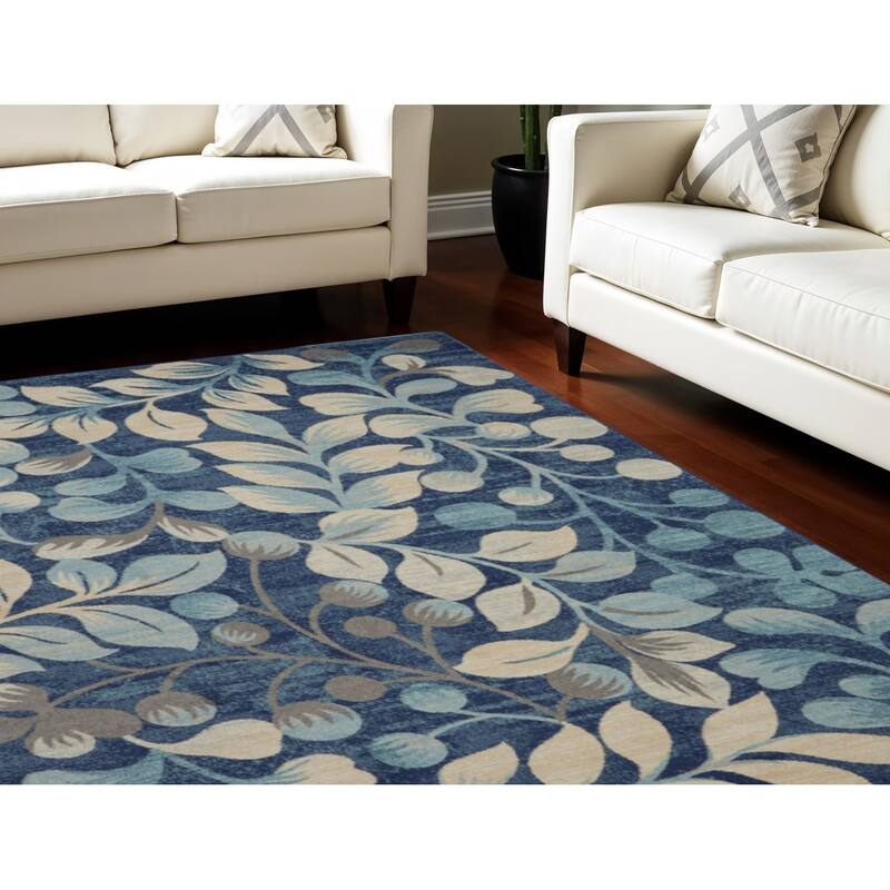 Hupog Power Loomed Stain Resistant Area Rug By HomeRoots - 120' X '96' X '0.5 - 120' X '96' X '0.5 - Cream/Onyx - Rectangle