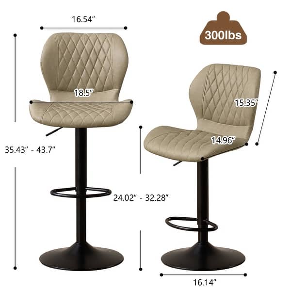 dimension image slide 2 of 3, HOMYKA Swivel Adjustable Height Stool Set of 4