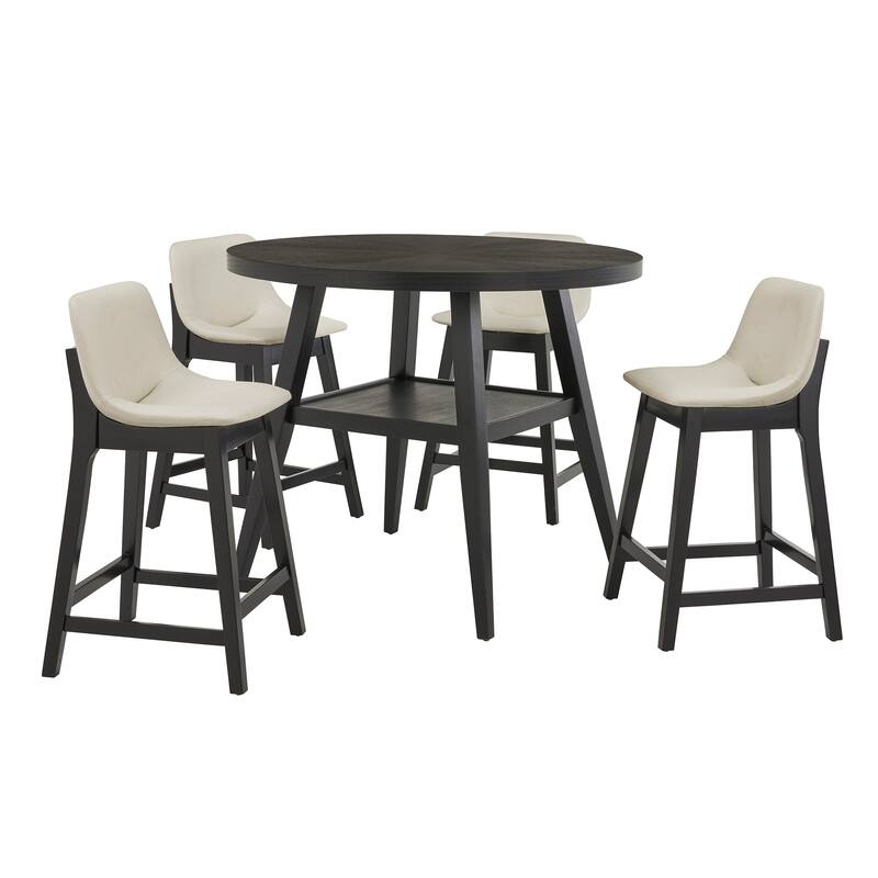 Savinhill Black Finish 44" Round Counter Height Dining Set by iNSPIRE Q Modern - White