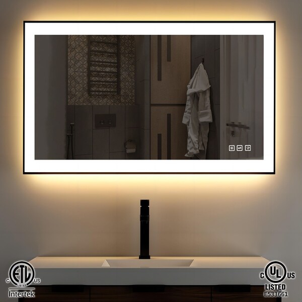 TOOLKISS Black Frame Anti-Fog Dimmable LED Light Vanity