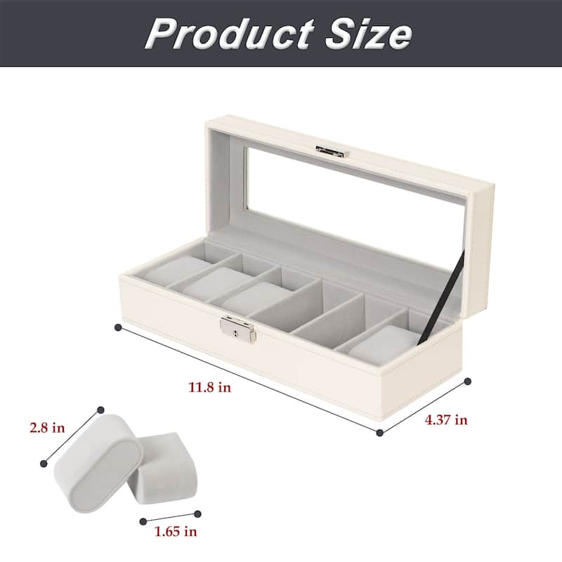 6 Slot Watch Display Case Watch Box Organizer, Father's Day Gift Watch Holder Organizer